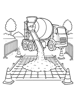 Free printable Cement Mixer Pouring Concrete coloring page