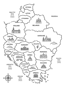 Free printable Central And Eastern Europe Map coloring page