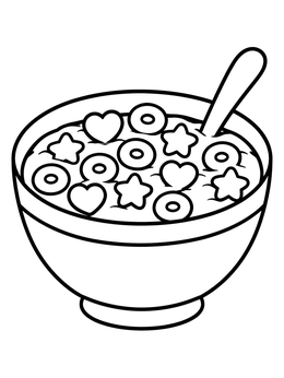 Free printable Cereal Bowl With Marshmallow Shapes coloring page