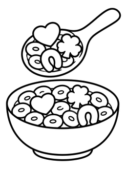 Free printable Cereal Bowl With Spoon And Marshmallows coloring page