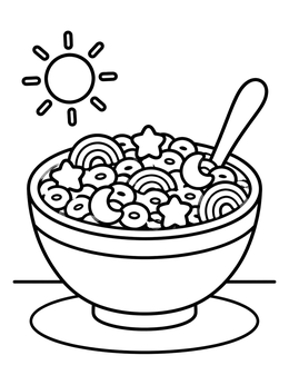 Free printable Cereal Bowl With Marshmallow Shapes coloring page