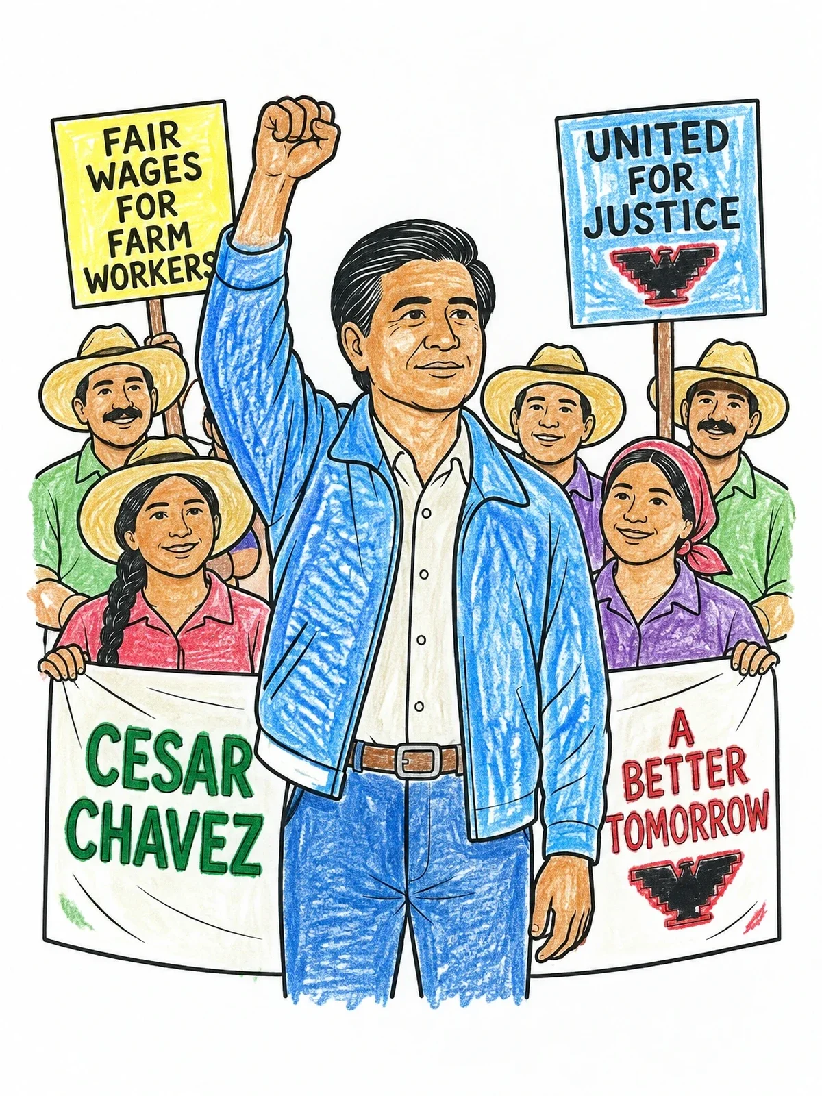 Colored example of the Cesar Chavez And United Farm Workers coloring page