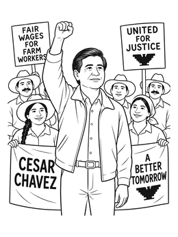 Free printable Cesar Chavez And United Farm Workers coloring page
