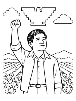 Free printable Cesar Chavez In The Fields coloring page
