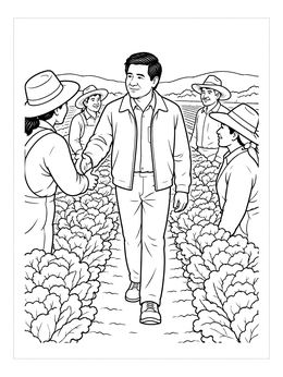 Free printable Cesar Chavez Greeting Farm Workers coloring page