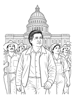 Free printable Cesar Chavez March At The Capitol coloring page