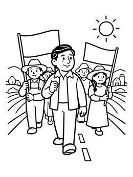 Free printable Cesar Chavez Peaceful Farmworker March coloring page