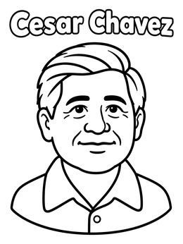 Free printable Cesar Chavez Portrait With Name coloring page