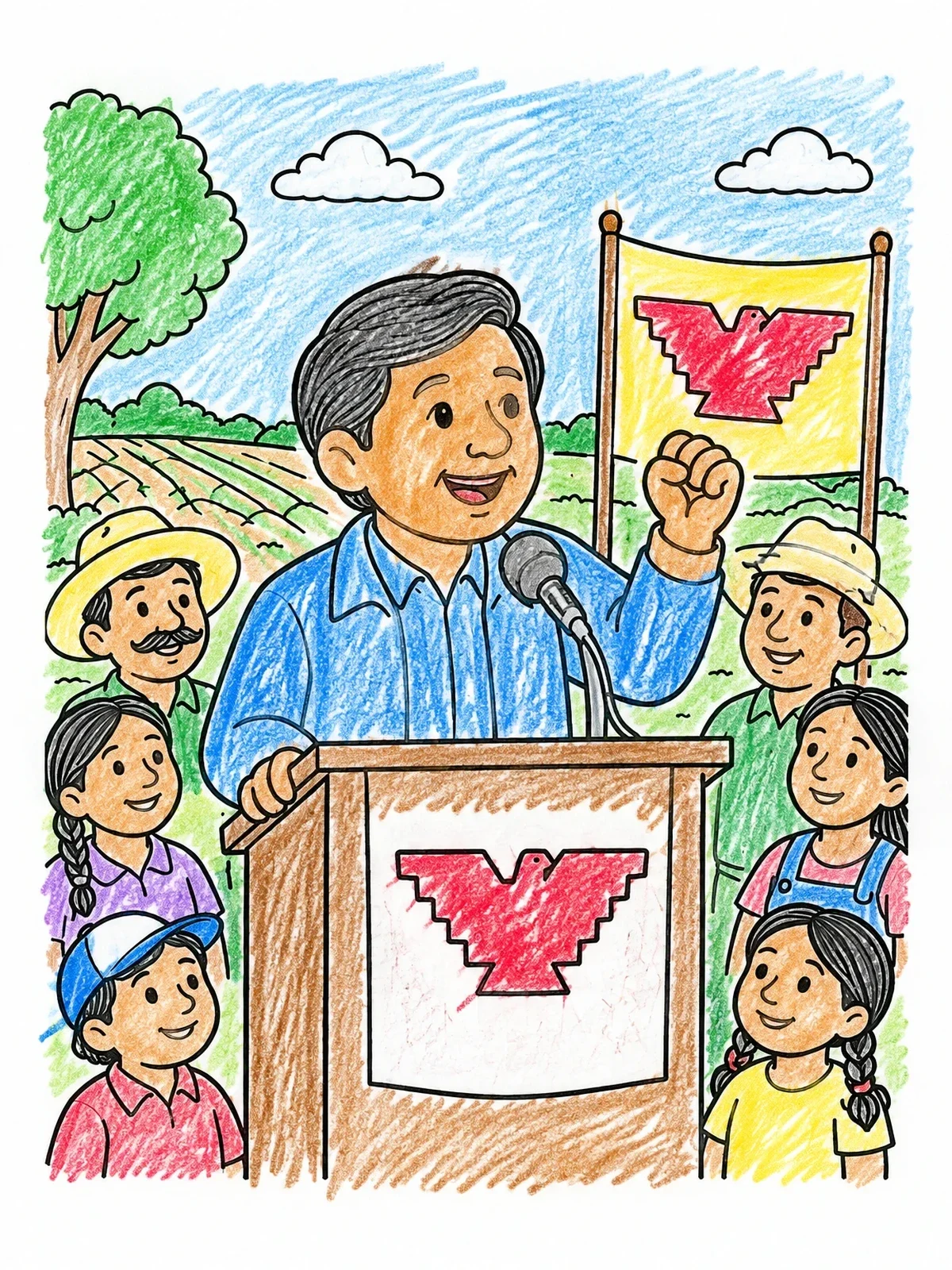 Colored example of the Cesar Chavez Speaking At Rally coloring page