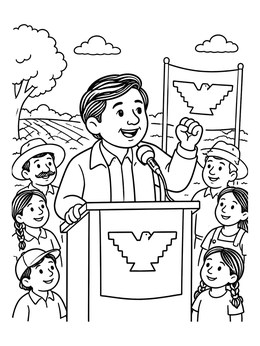Free printable Cesar Chavez Speaking At Rally coloring page