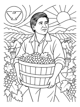 Free printable Cesar Chavez In The Vineyard coloring page