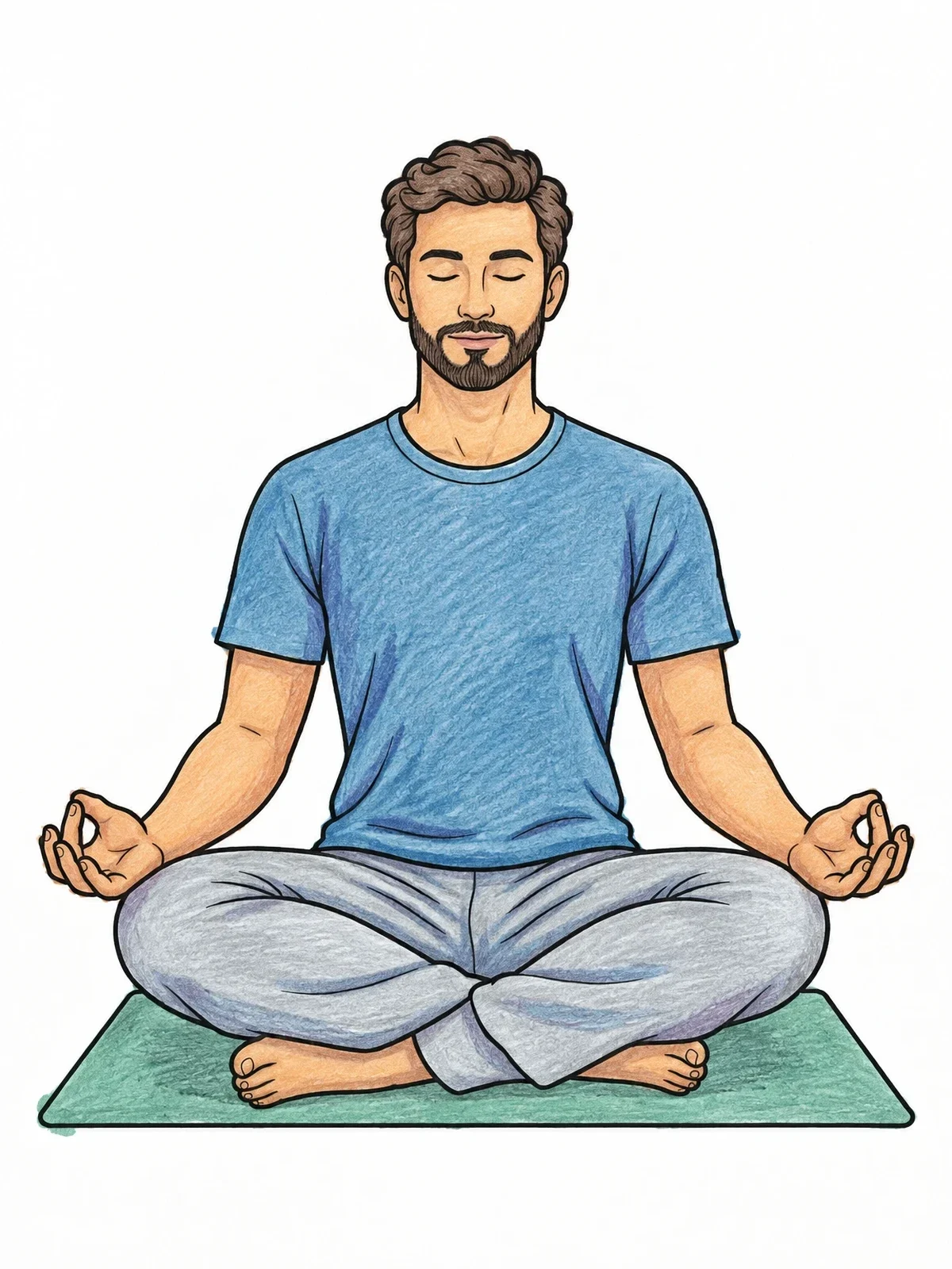 Colored example of the Meditating Yoga Instructor In Lotus Pose coloring page