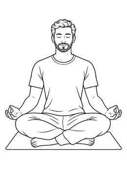 Free printable Meditating Yoga Instructor In Lotus Pose coloring page