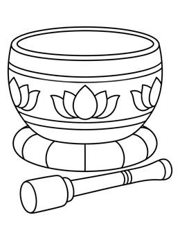 Free printable Singing Bowl With Lotus Pattern coloring page