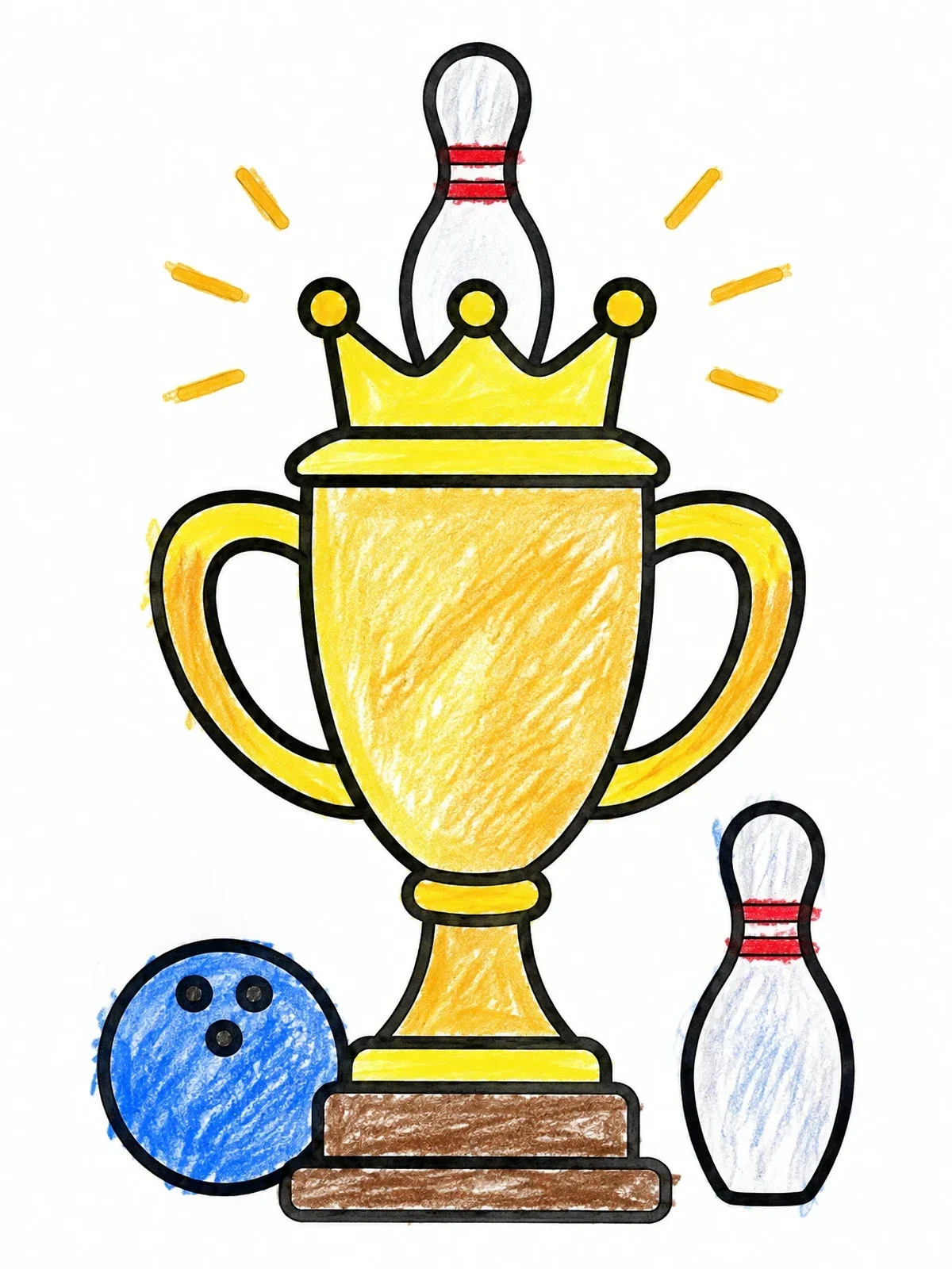 Colored example of the Champion Bowling Trophy And Ball coloring page