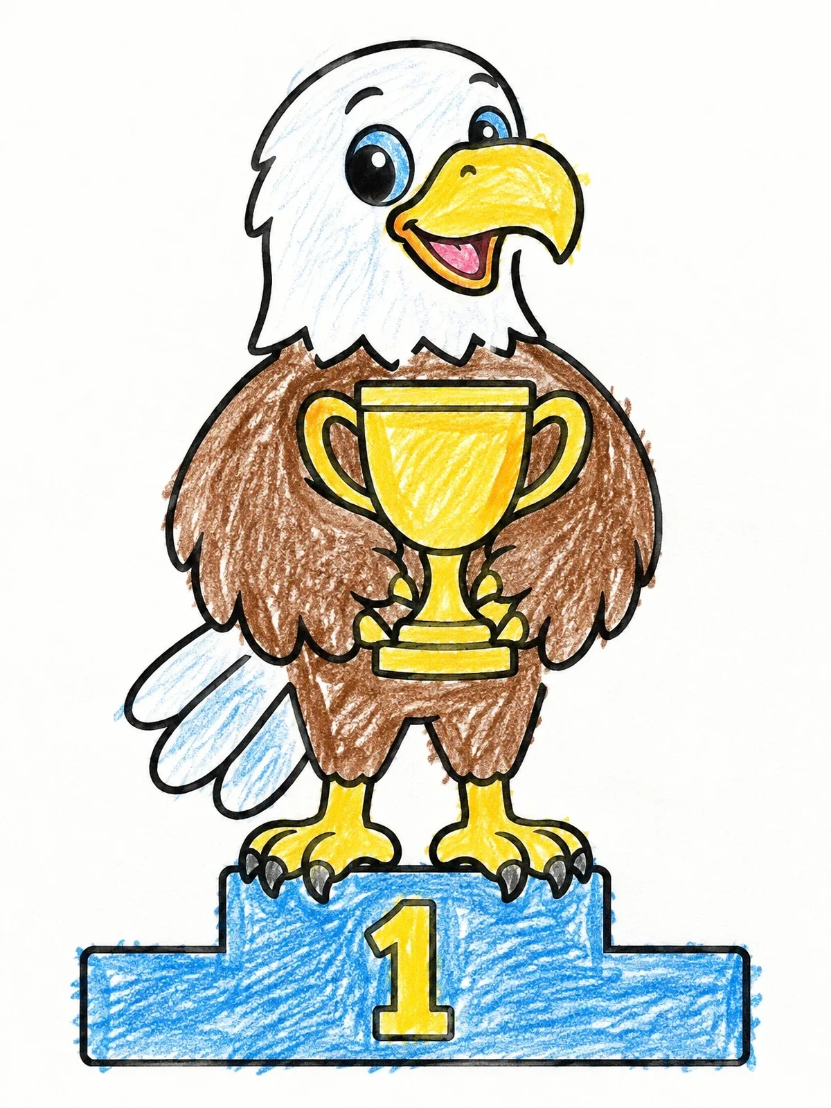 Colored example of the Champion Eagle On Winner Podium coloring page