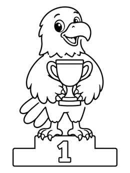 Free printable Champion Eagle On Winner Podium coloring page