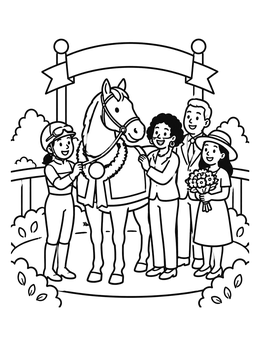 Free printable Champion Racehorse In Winner Circle coloring page