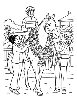Free printable Champion Racehorse With Rose Garland coloring page