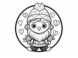 Free printable Charming Gnome Valentine Drawing coloring page