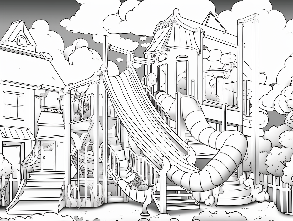 Charming Playground Coloring - Coloring Page