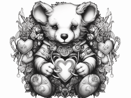 Free printable Charming Teddy Bear For Valentine's Day: Adult Coloring coloring page