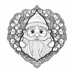 Free printable Charming Valentine's Gnome Mandala Design coloring page