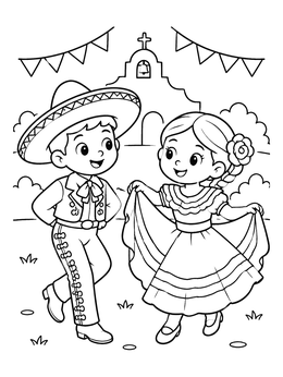 Free printable Children Dancing At Charro Days coloring page