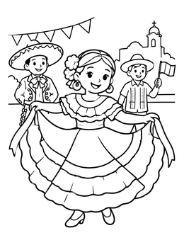 Free printable Folklorico Dancer At Festival coloring page
