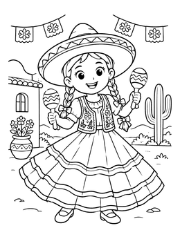 Free printable Festival Dancer With Maracas coloring page
