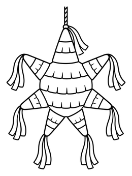 Free printable Festive Star Pinata With Tassels coloring page