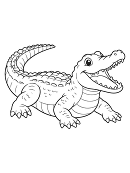 Free printable Cheerful Alligator With Open Mouth coloring page
