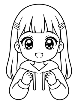 Free printable Cheerful Anime Girl With Sparkling Eyes coloring page