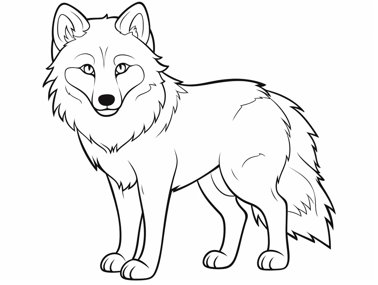 Cheerful Arctic Wolf - Coloring Page