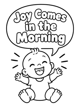 Free printable Cheerful Baby With Joy Quote coloring page