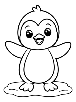 Free printable Cheerful Baby Penguin On Ice coloring page