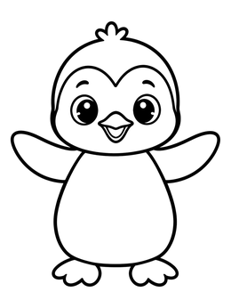 Free printable Cheerful Baby Penguin coloring page