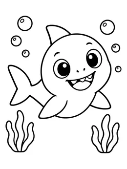 Cheerful Baby Shark Swimming Underwater