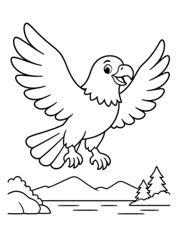 Free printable Cheerful Bald Eagle Soaring High coloring page