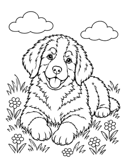 Free printable Cheerful Bernese Mountain Dog Puppy coloring page