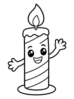 Free printable Cheerful Birthday Candle Character coloring page