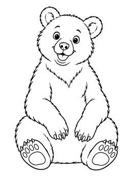 Free printable Cheerful Black Bear Sitting Down coloring page