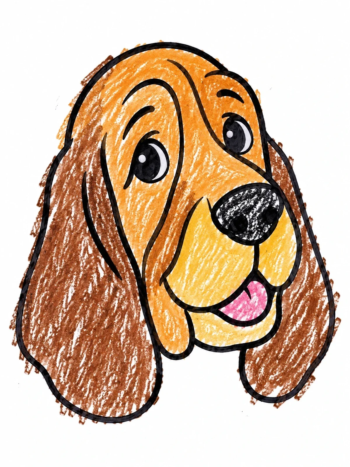 Colored example of the Cheerful Bloodhound Dog Portrait coloring page