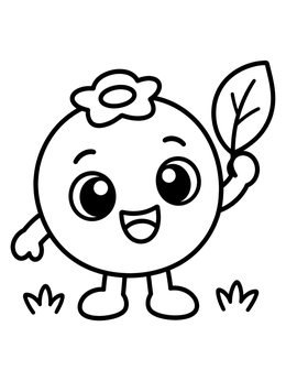Free printable Cheerful Blueberry Holding A Leaf coloring page