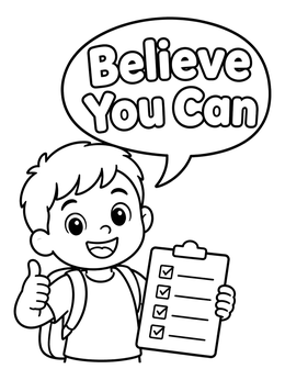 Free printable Cheerful Boy With Goal Checklist coloring page