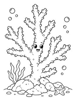 Free printable Cheerful Branching Coral Under The Sea coloring page