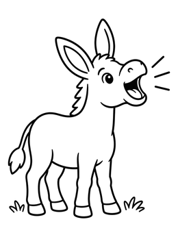 Free printable Cheerful Braying Cartoon Donkey coloring page