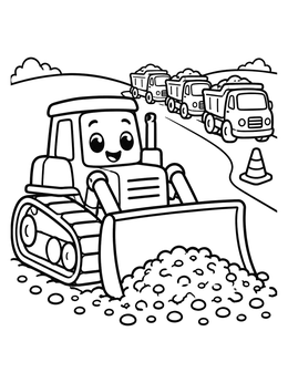Free printable Cheerful Bulldozer Pushing Gravel coloring page