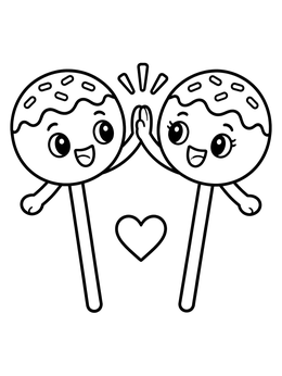 Free printable Cheerful Cake Pops High Five coloring page