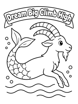 Free printable Cheerful Capricorn Sea Goat Swimming coloring page